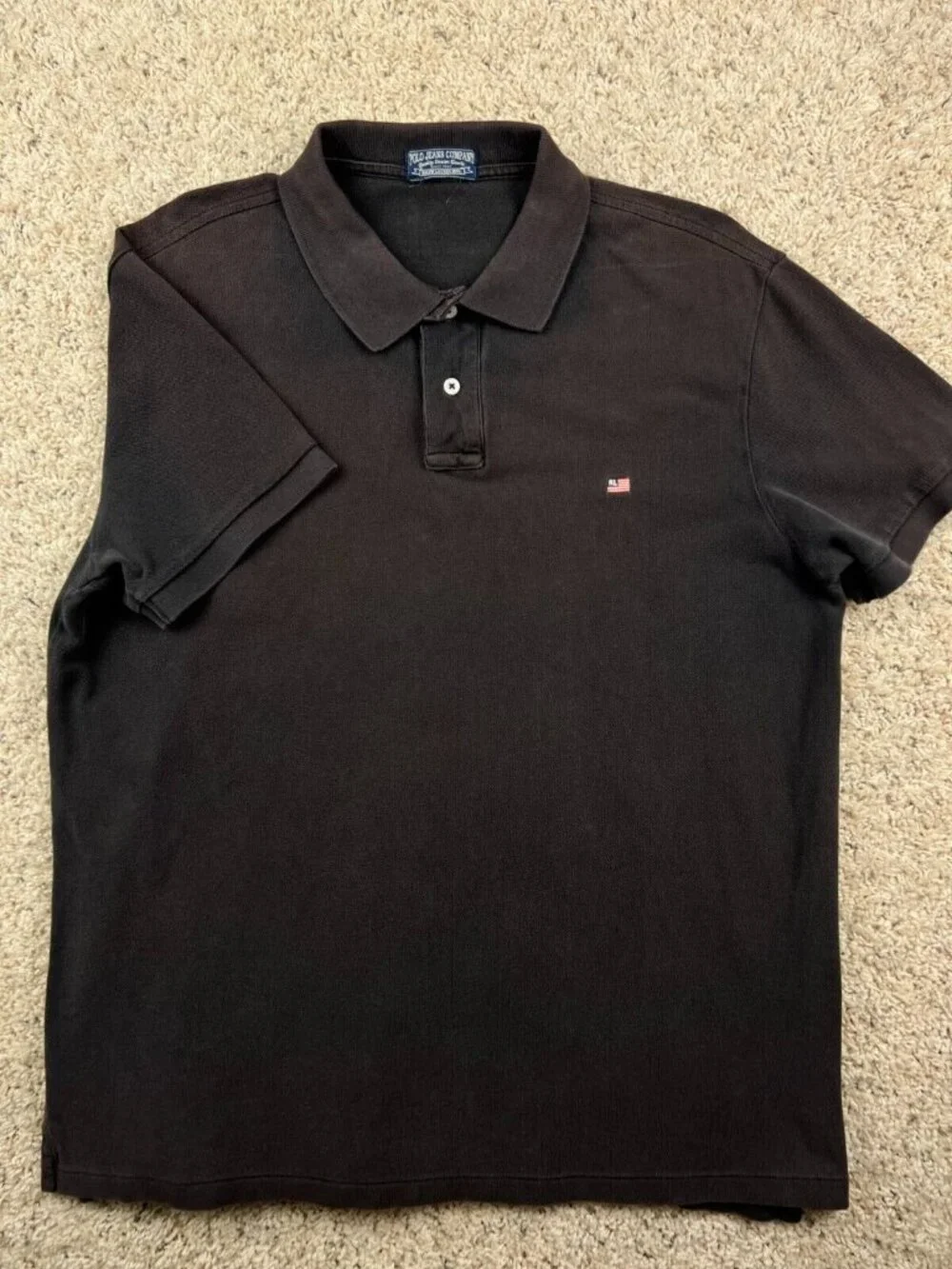 Ralph Lauren Polo Jeans Co Polo Shirt Mens XL Brown American Flag RL Logo